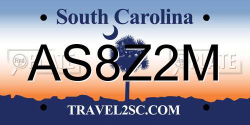 AS8Z2M South Carolina License Plate