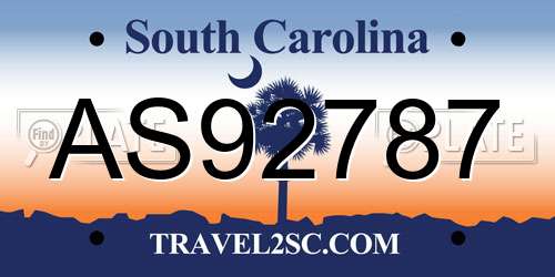 AS92787 South Carolina License Plate