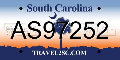 AS97252 South Carolina License Plate