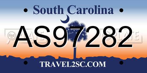 AS97282 South Carolina License Plate