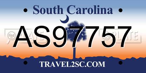 AS97757 South Carolina License Plate