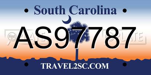 AS97787 South Carolina License Plate