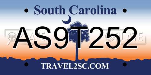 AS9T252 South Carolina License Plate