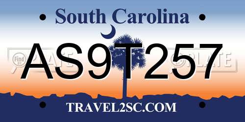 AS9T257 South Carolina License Plate