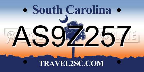 AS9Z257 South Carolina License Plate