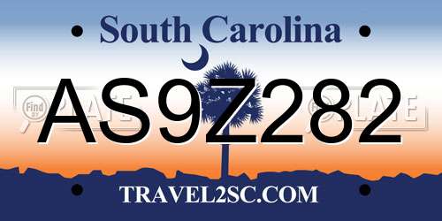 AS9Z282 South Carolina License Plate
