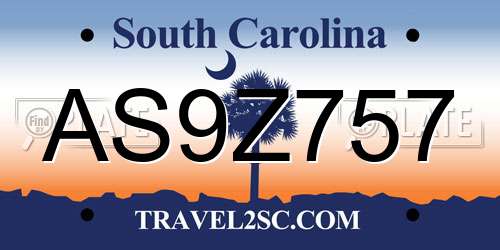 AS9Z757 South Carolina License Plate