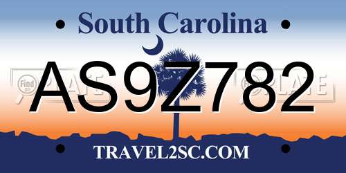 AS9Z782 South Carolina License Plate