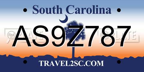 AS9Z787 South Carolina License Plate