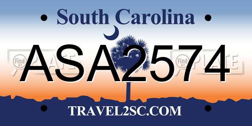 ASA2574 South Carolina License Plate