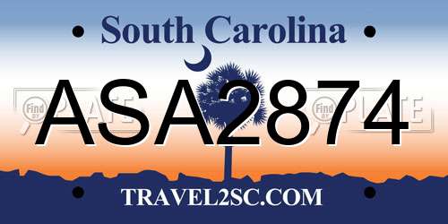 ASA2874 South Carolina License Plate