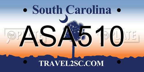 ASA510 South Carolina License Plate