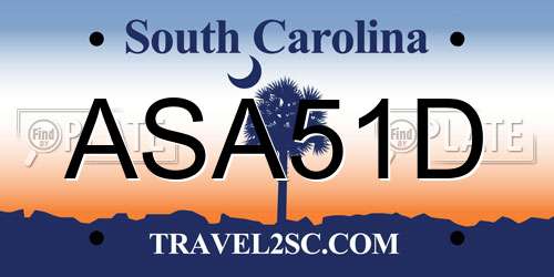 ASA51D South Carolina License Plate