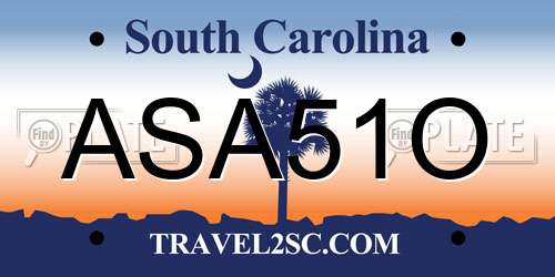 ASA51O South Carolina License Plate