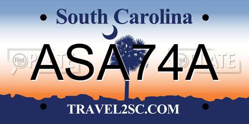 ASA74A South Carolina License Plate