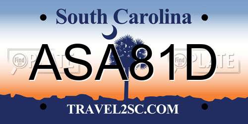 ASA81D South Carolina License Plate