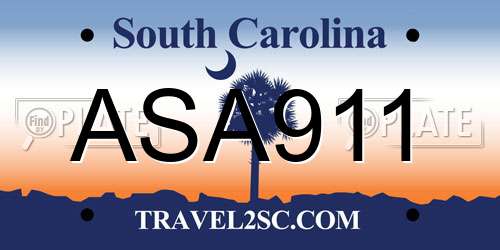 ASA911 South Carolina License Plate