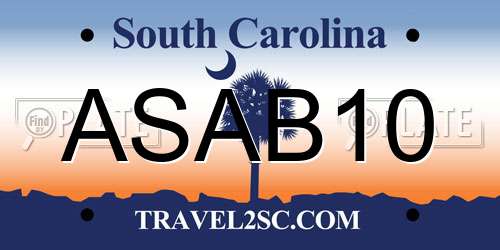 ASAB10 South Carolina License Plate