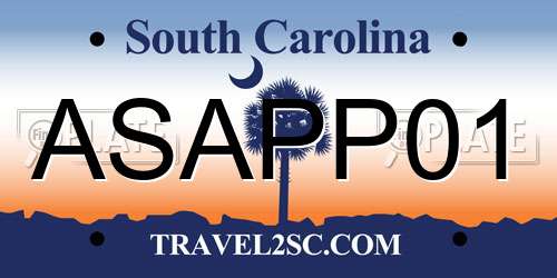 ASAPP01 South Carolina License Plate