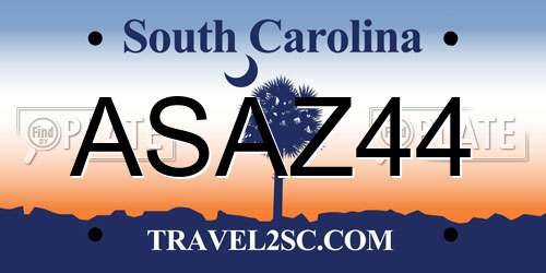 ASAZ44 South Carolina License Plate
