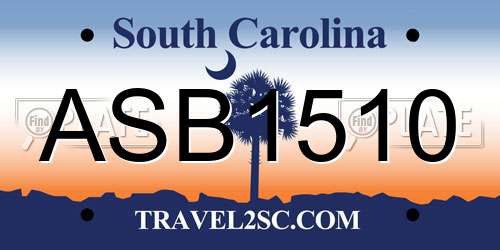 ASB1510 South Carolina License Plate