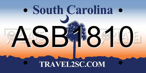 ASB1810 South Carolina License Plate