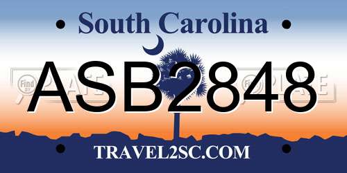 ASB2848 South Carolina License Plate