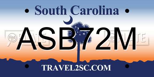 ASB72M South Carolina License Plate