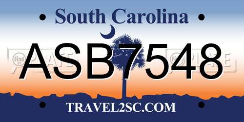ASB7548 South Carolina License Plate
