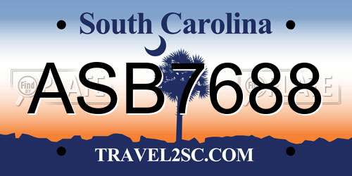 ASB7688 South Carolina License Plate