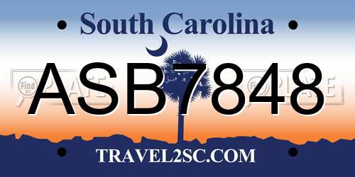 ASB7848 South Carolina License Plate