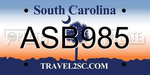 ASB985 South Carolina License Plate