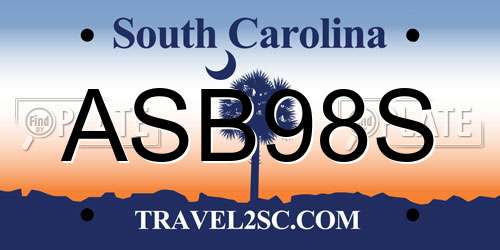 ASB98S South Carolina License Plate