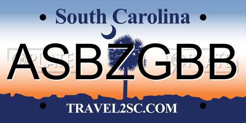 ASBZGBB South Carolina License Plate