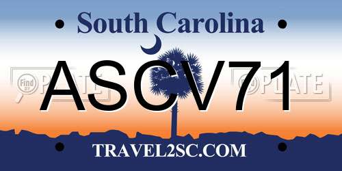 ASCV71 South Carolina License Plate