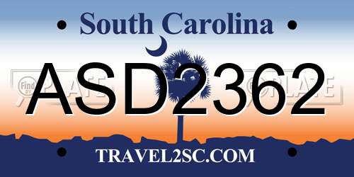ASD2362 South Carolina License Plate