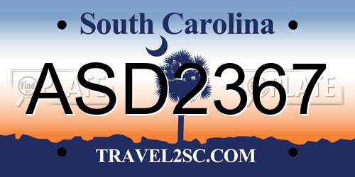 ASD2367 South Carolina License Plate