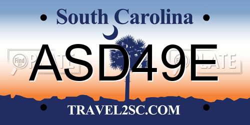 ASD49E South Carolina License Plate
