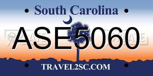 ASE5060 South Carolina License Plate