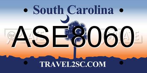 ASE8060 South Carolina License Plate