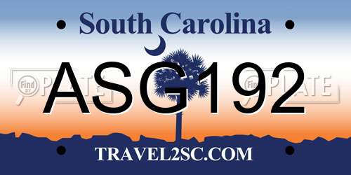 ASG192 South Carolina License Plate