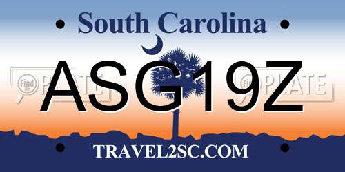 ASG19Z South Carolina License Plate