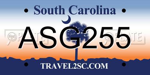 ASG255 South Carolina License Plate