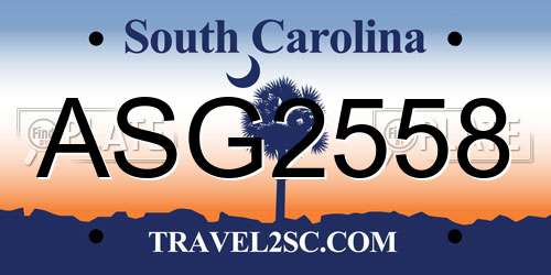 ASG2558 South Carolina License Plate