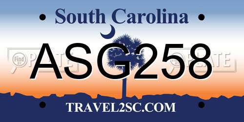 ASG258 South Carolina License Plate