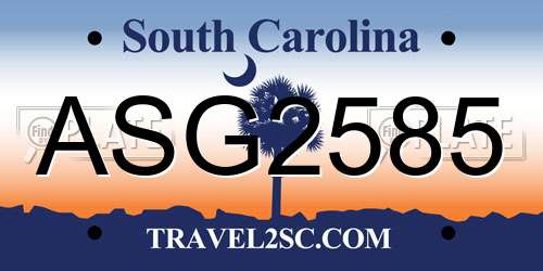 ASG2585 South Carolina License Plate