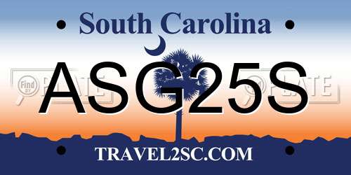 ASG25S South Carolina License Plate
