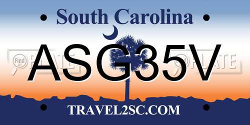 ASG35V South Carolina License Plate