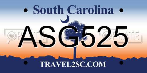 ASG525 South Carolina License Plate