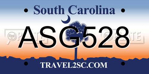 ASG528 South Carolina License Plate
